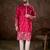 Men pink silk blend solid embroidered straight kurta with trouser
