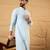 Men blue rayon blend solid embroidered straight kurta