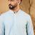 Men blue rayon blend solid embroidered straight kurta