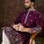 Men purple silk blend solid embroidered straight kurta with trouser