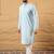 Men blue rayon blend solid embroidered straight kurta