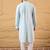 Men blue rayon blend solid embroidered straight kurta