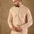 Men beige viscose rayon solid embroidered straight kurta