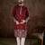 Men maroon silk blend solid embroidered straight kurta with trouser