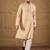 Men beige viscose rayon solid embroidered straight kurta