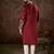 Men maroon silk blend solid embroidered straight kurta with trouser