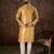 Men yellow silk blend floral printed straight kurta with trouser