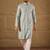 Men blue viscose rayon solid embroidered straight kurta