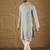 Men blue viscose rayon solid embroidered straight kurta