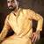Men yellow silk blend floral printed straight kurta with trouser