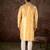 Men yellow silk blend floral printed straight kurta with trouser