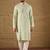 Men green viscose rayon solid embroidered straight kurta