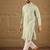 Men green viscose rayon solid embroidered straight kurta