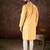 Men yellow silk blend ethnic motifs printed straight kurta with trouser