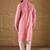 Men pink viscose rayon bandhani embroidered straight kurta