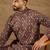 Men brown viscose rayon ethnic motifs embroidered straight kurta
