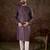 Men purple silk blend ethnic motifs printed straight kurta with trouser