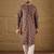 Men brown viscose rayon ethnic motifs embroidered straight kurta