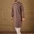 Men brown viscose rayon ethnic motifs embroidered straight kurta