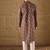 Men brown viscose rayon ethnic motifs embroidered straight kurta