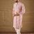 Men pink viscose rayon ethnic motifs embroidered straight kurta