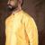 Men yellow silk blend ethnic motifs printed straight kurta with trouser