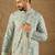 Men sea green viscose rayon abstract embroidered straight kurta