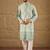 Men sea green viscose rayon abstract embroidered straight kurta