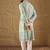 Men sea green viscose rayon abstract embroidered straight kurta