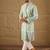 Men sea green viscose rayon abstract embroidered straight kurta