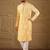 Men yellow viscose rayon shibori embroidered straight kurta