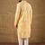 Men yellow viscose rayon shibori embroidered straight kurta