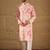 Men peach viscose rayon shibori embroidered straight kurta