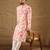 Men peach viscose rayon shibori embroidered straight kurta