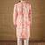 Men peach viscose rayon shibori embroidered straight kurta