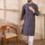 Men violet silk blend ethnic motifs printed straight kurta with trouser
