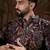 Men purple silk blend floral printed straight kurta with trouser