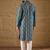 Men blue silk floral printed straight kurta