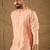 Men peach silk ethnic motifs printed straight kurta
