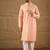 Men peach silk ethnic motifs printed straight kurta