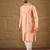 Men peach silk ethnic motifs printed straight kurta