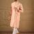 Men peach silk ethnic motifs printed straight kurta