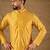Men yellow silk  geometric printed straight kurta