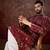 Men maroon silk blend floral printed straight kurta with trouser