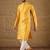 Men yellow silk  geometric printed straight kurta
