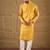 Men yellow silk  geometric printed straight kurta
