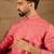 Men pink silk geometric printed straight kurta