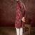 Men maroon silk blend floral printed straight kurta with trouser