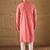 Men pink silk geometric printed straight kurta