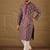 Men purple silk floral printed straight kurta